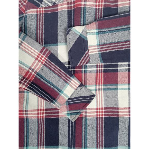 Orvis Womens Large Plaid Tartan Red Blue‎ Shacket Jacket Fleece Lined 1316588 - Picture 8 of 10